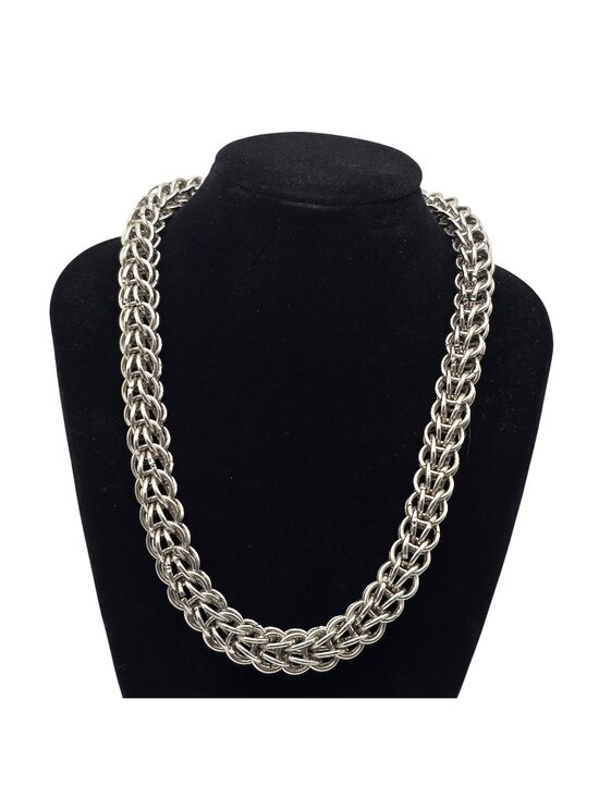 Unbranded Jewelry - Chainmaille Byzantine Weave Necklace Silver Tone Adjustable Statement 18-20 inch